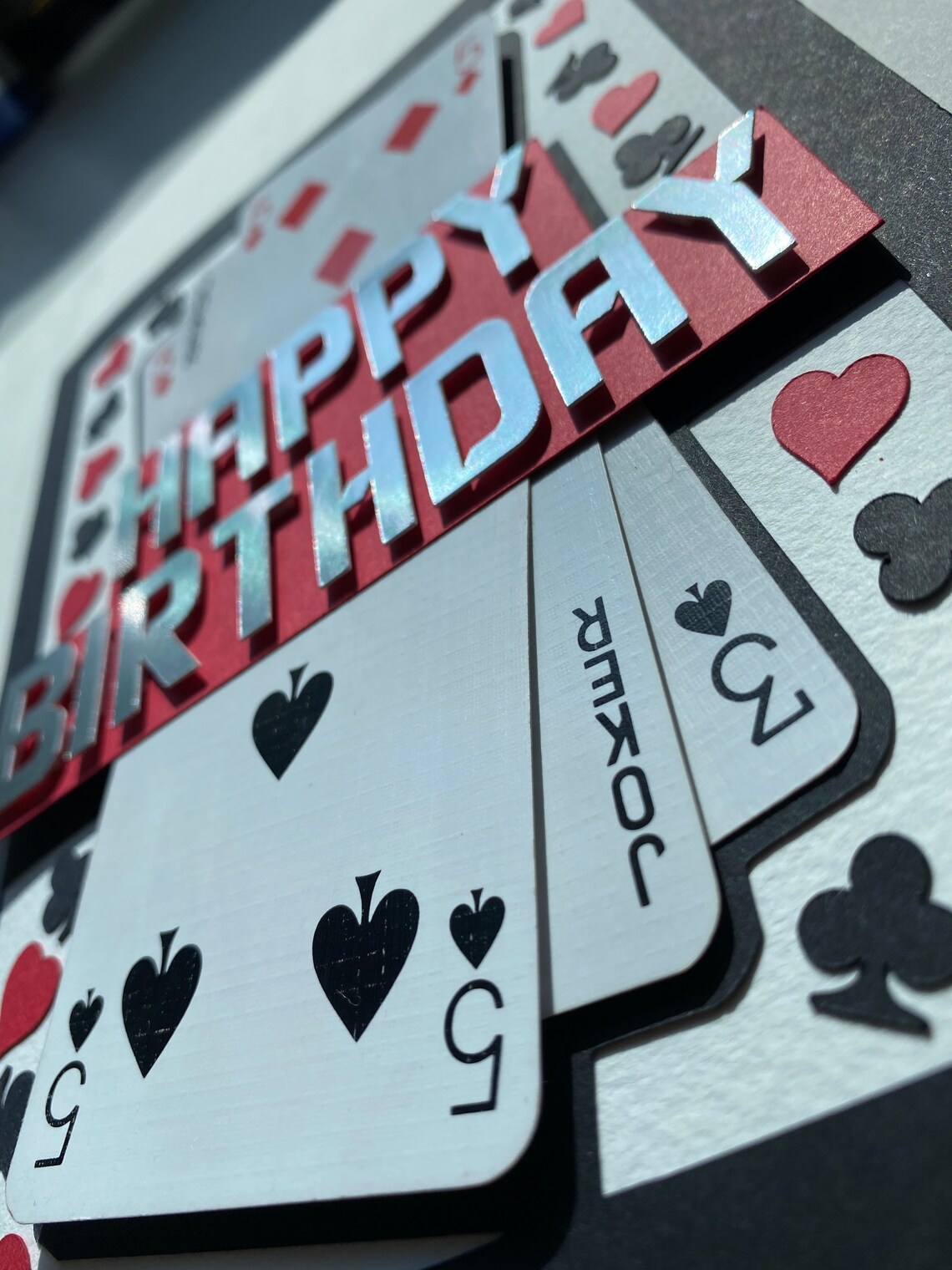 3D Poker Themed Happy Birthday Card Etsy