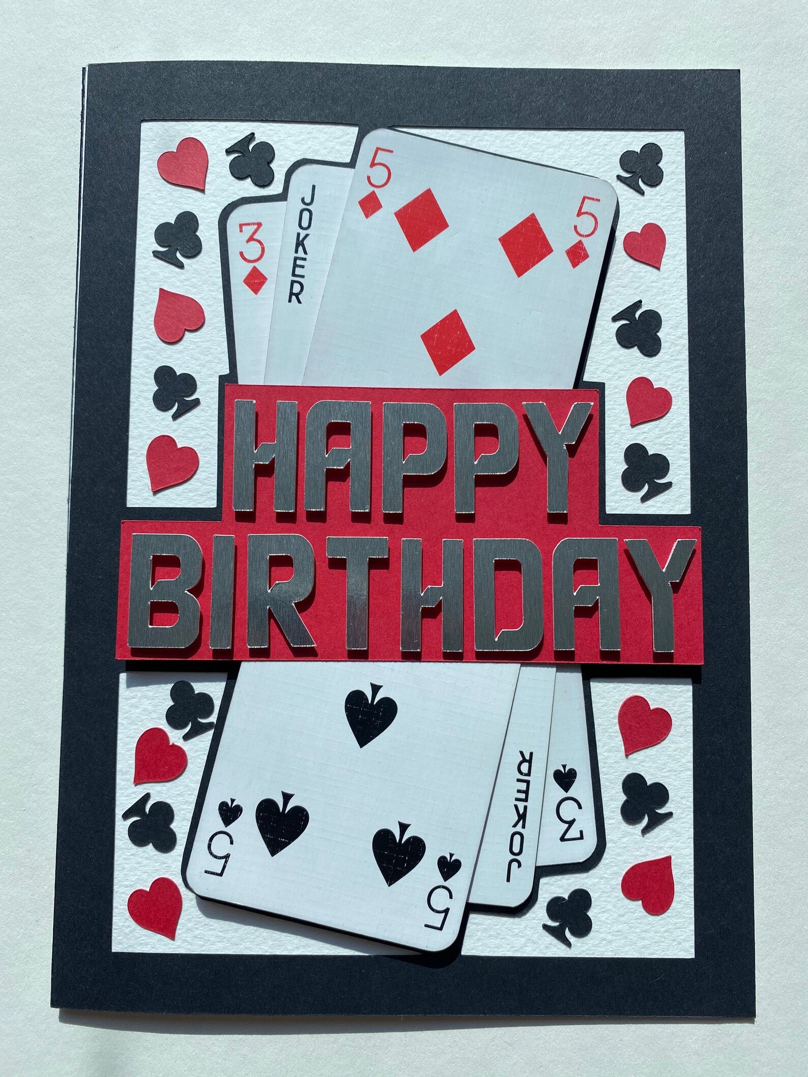 3D Poker Themed Happy Birthday Card Etsy