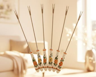 Villeroy & Boch Alt Amsterdam 6-piece set of fondue forks, stainless steel and ceramic
