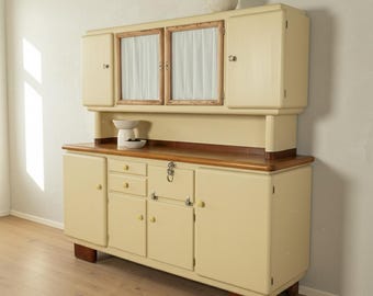 Buffet de cuisine Art déco années 1920 | Buffet ancien | Buffet vintage crème beige | Meuble fait main en Allemagne | Bois massif