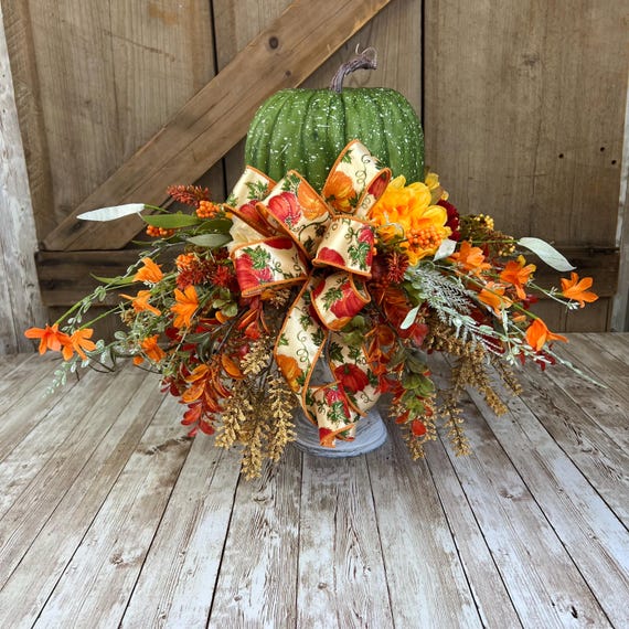 Fall Pumpkin Candlestick Arrangement: Elegant Thanksgiving Centerpiece
