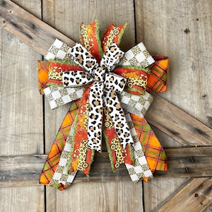 Leopard Pumpkin Pickup Truck Fall Bow: Thanksgiving Decor