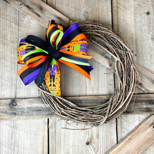 Frankenstein Halloween Bow, Halloween Frankenstein Bow for Wreath, Orange and Purple Halloween Lantern Bow, Cartoon Frankenstein Garland Bow image 3