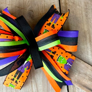 Frankenstein Halloween Bow, Halloween Frankenstein Bow for Wreath, Orange and Purple Halloween Lantern Bow, Cartoon Frankenstein Garland Bow image 8