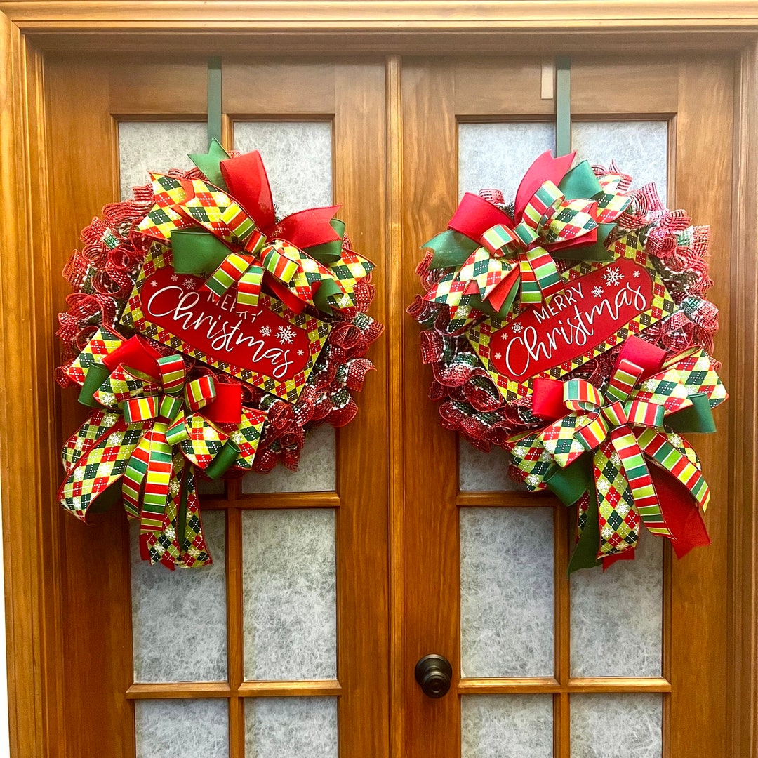 Christmas Wreaths for Double Doors Pair of Mirror Image Etsy