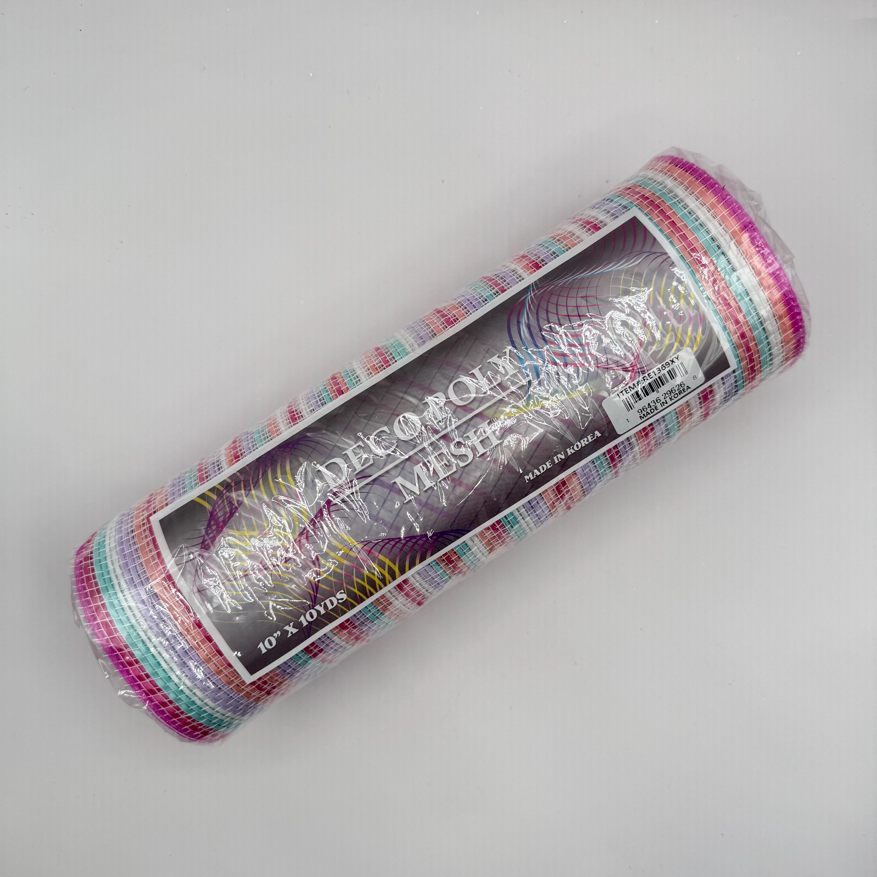 10” by 10 Yards Vertical Multicolor Stripe Mesh: Pink Fuschia