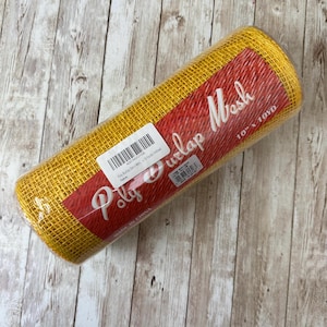 Yellow Poly Burlap Mesh 10” by 10 yards, Large Weave Mesh, Halloween Wreath Supply, Fall Wreathmaking Mesh, Petal Wreath Mesh, RP810029