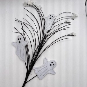 30”L Halloween Glitter Ghost Spray, Black and White EVA Foam Halloween Pick, Ghosts Stars and Whisps, Spooky Wreath Embellishment, HH128727 image 4