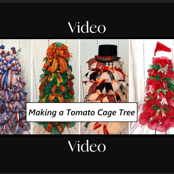 Tomato Cage Tree Video Tutorial, Making a Wire Holiday Tree using the Bough Method, Mesh Tree with Lights Instructional Step by Step Video