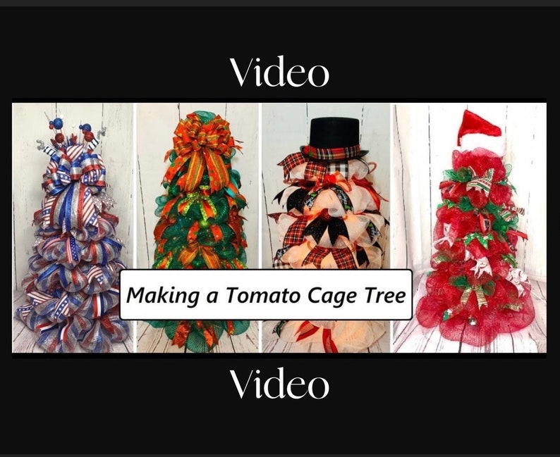 Tomato Cage Tree Video Tutorial, Making a Wire Holiday Tree using the Bough Method, Mesh Tree with Lights Instructional Step by Step Video image 1