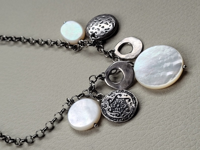 SILPADA Sterling Silver 17 inches Charm Necklace with Mother of Pearl
