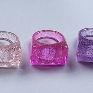 Acrylic Resin with sparkling glitter, Chunky Ring Fun Jewelry