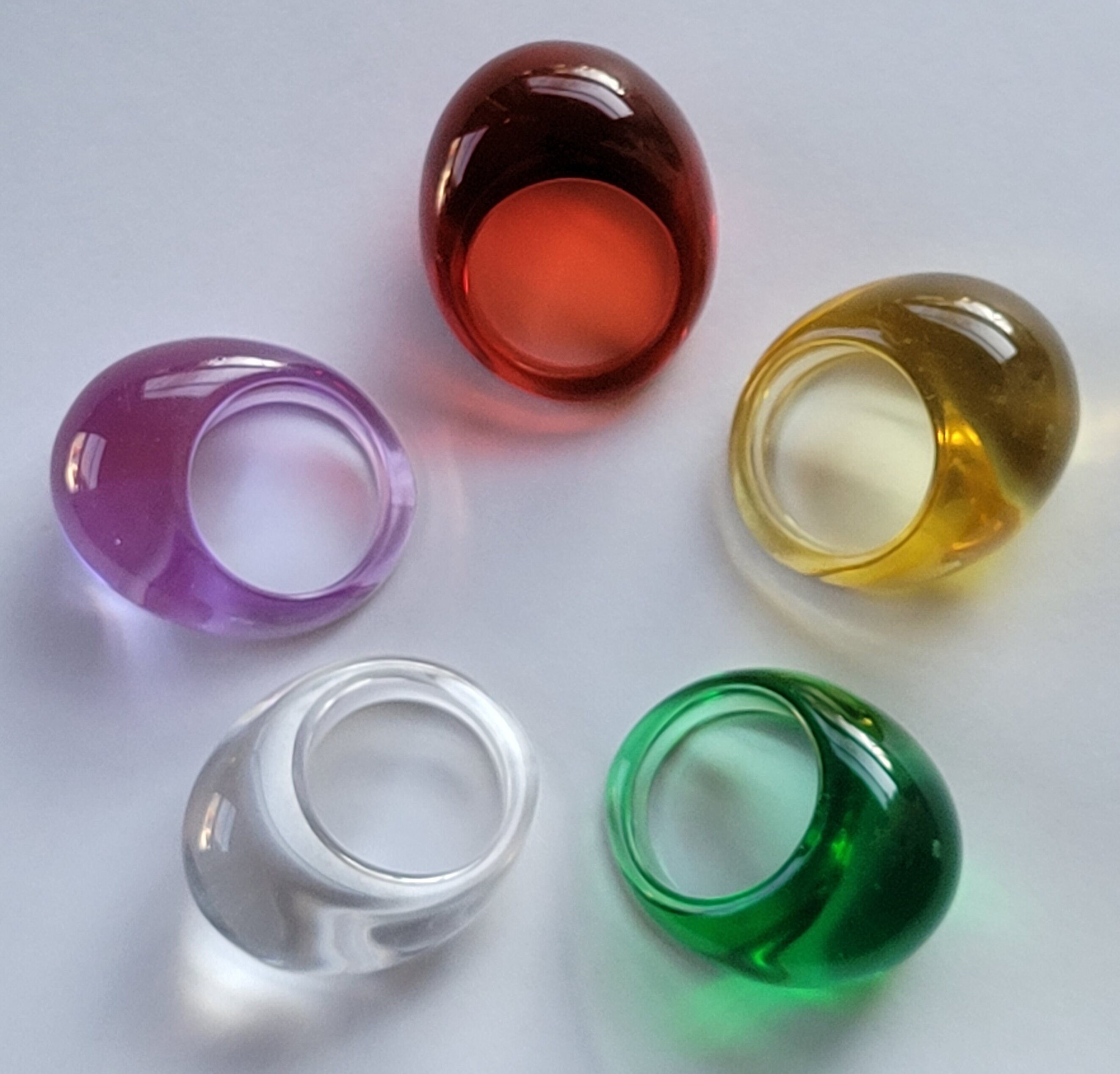 Acrylic Resin Ring Chunky Bubble Domed, Transparent Color