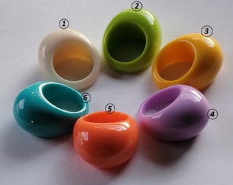 Acrylic Resin Ring Chunky Bubble Domed, Pastel Color Lightweight Ring Size 6.5 ~ Retro style