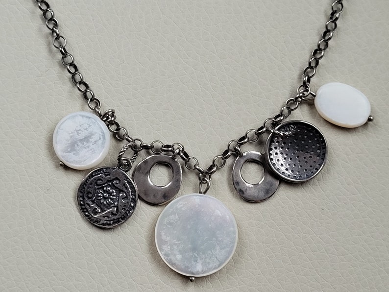 SILPADA Sterling Silver 17 inches Charm Necklace with Mother of Pearl