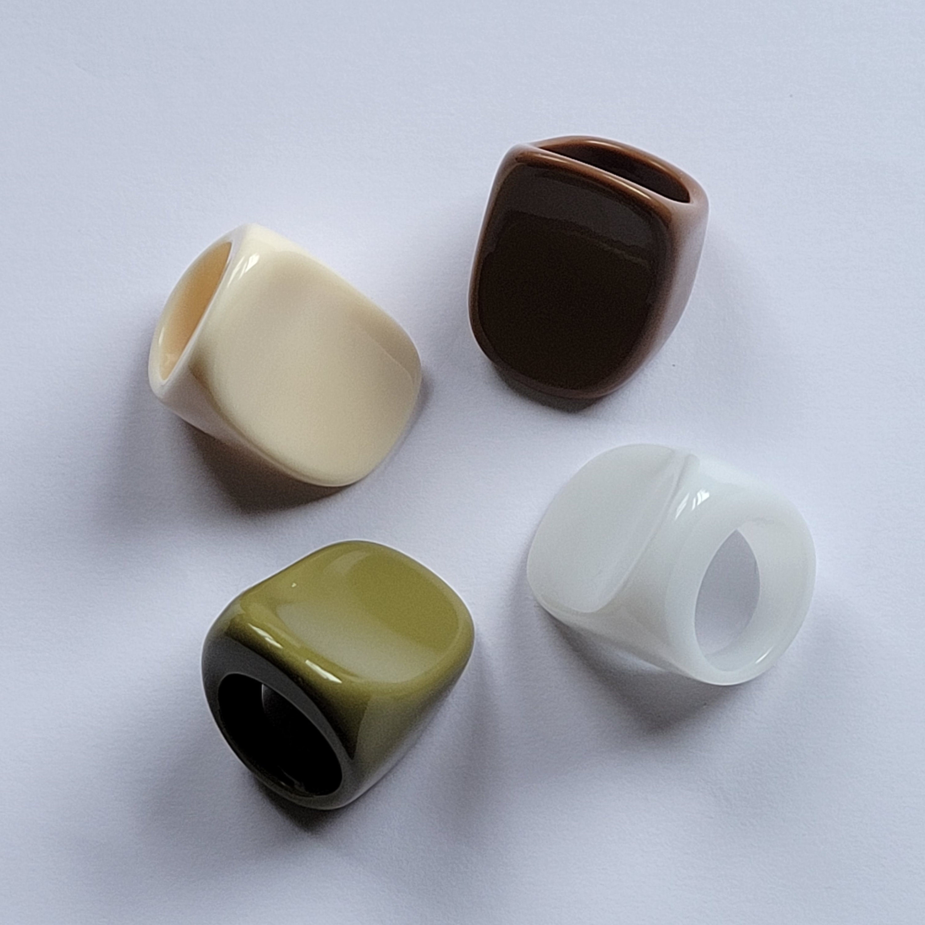 Acrylic Resin Ring Chunky, Modern Design Concave Ring Size 7.5 - Etsy
