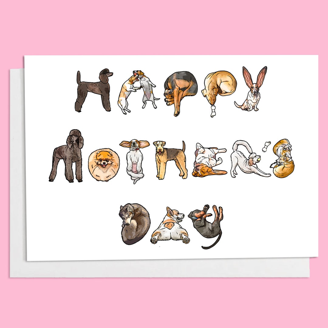 Cute Dogs Happy Mothers Day Card - for a Dog Lover - Crazy Dog Lady ...