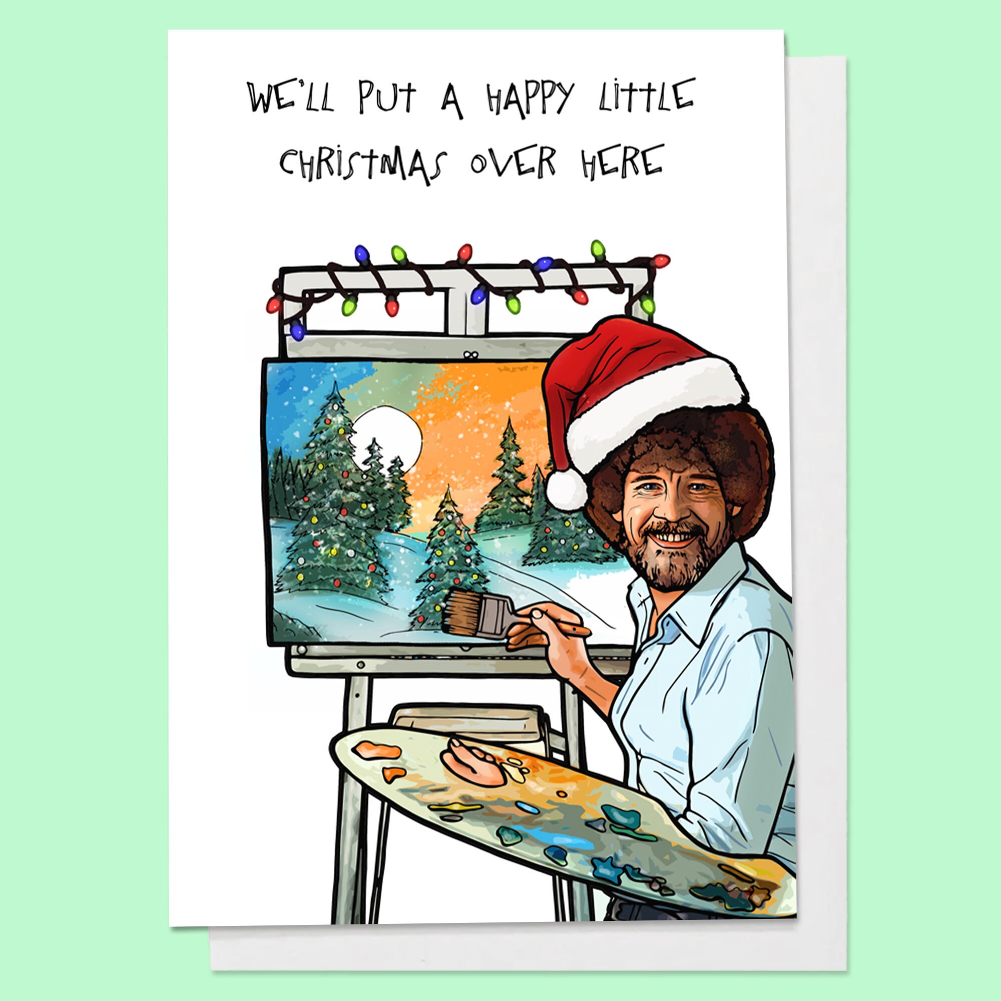 Bob Ross Happy Little Christmas Xmas Funny Seasons Greetings | Etsy