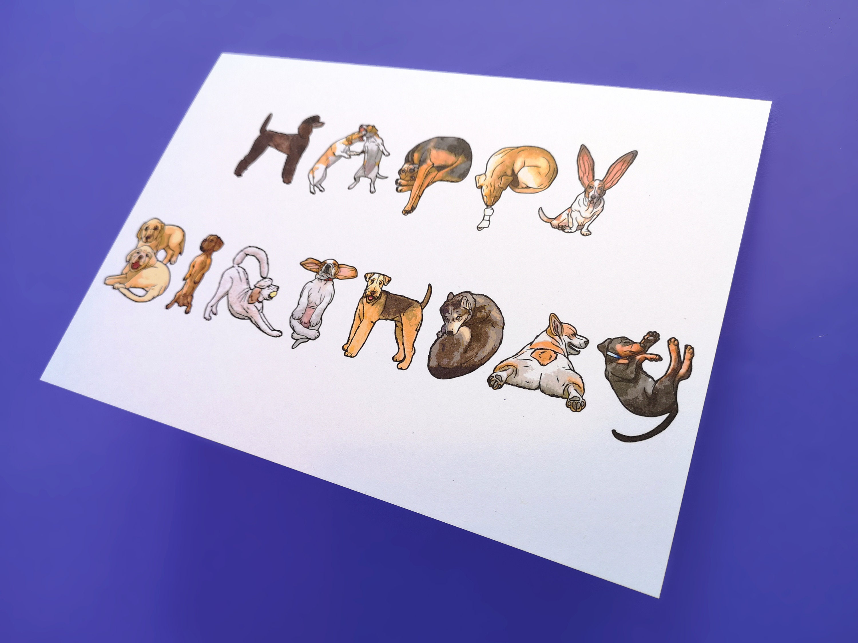 Cute Dogs Happy Birthday Card - From the Dog - Gift Mum Dad Friend ...
