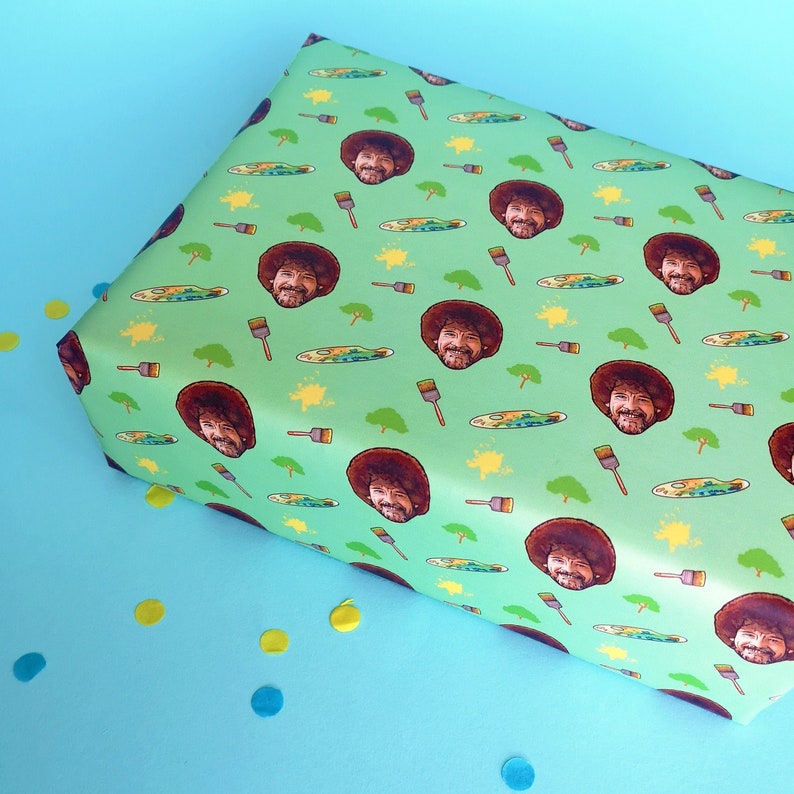 Bob Ross Funny Wrapping Paper Gift Wrap Present A2 Etsy