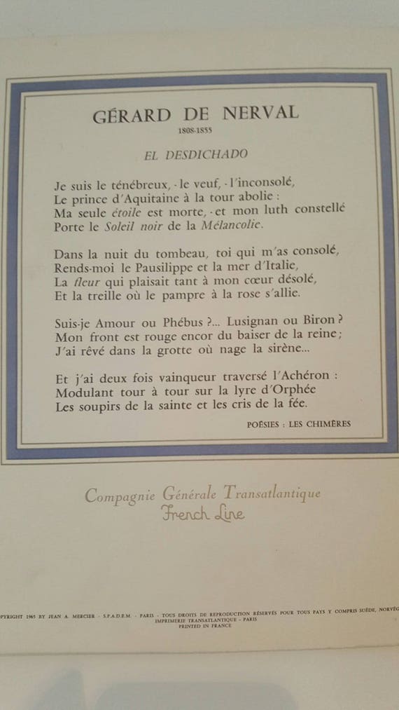 A Lovely Original French Vintage Ship Menu From The 1960s