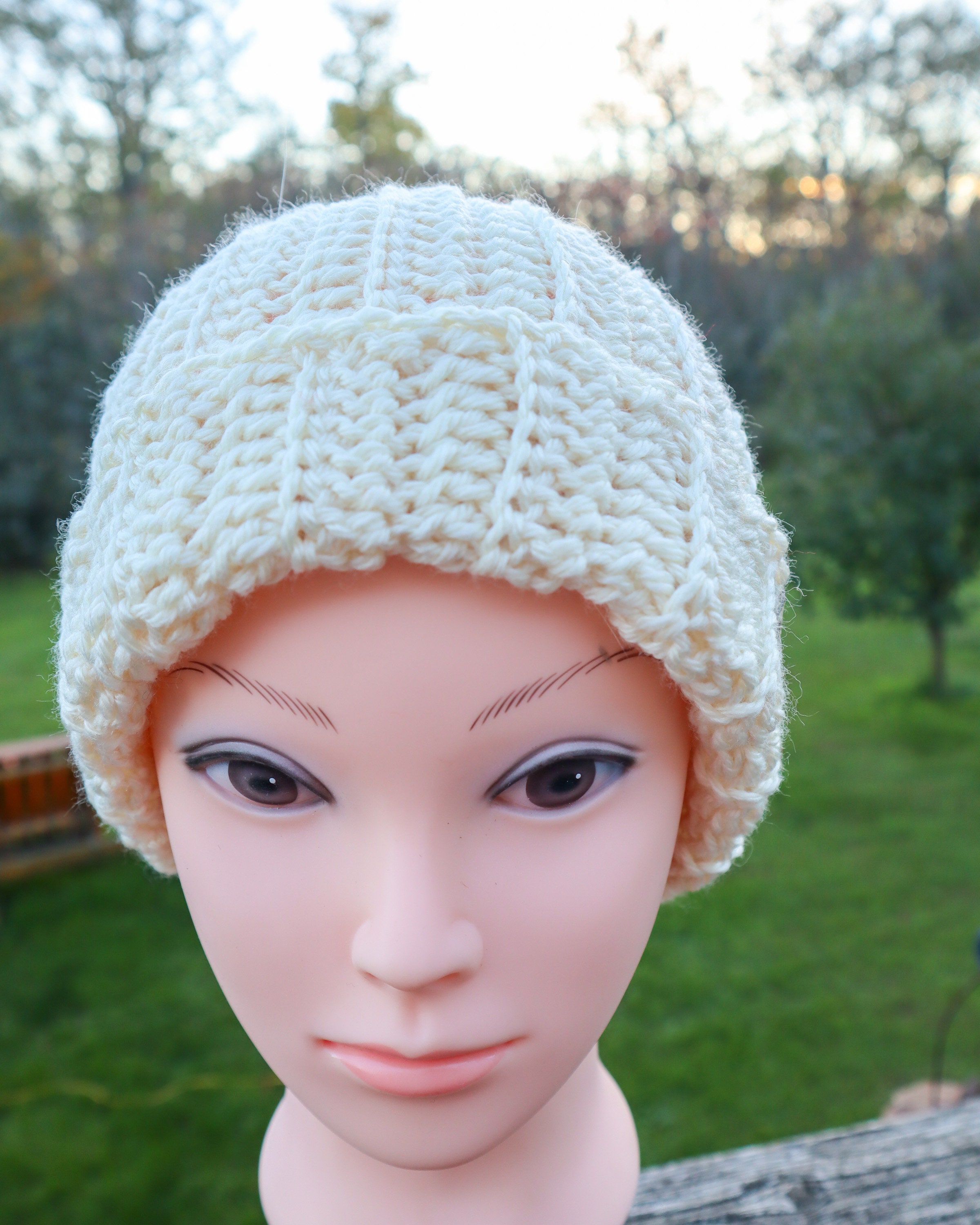Ladies Cream Coloured Slouchy Hat With 