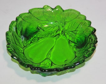 Handmade ICET 5.5 Small Pink /& Green Art Glass Pear Shaped Bowl Dish