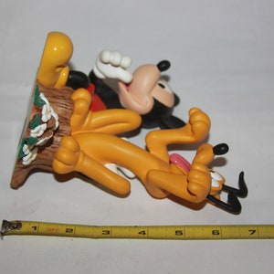 Vtg Disney Mickey Mouse And Pluto Figurine Figure Disney Collectible - Mickey and Pluto on Tree stump - Mickey mouse Collectible knick knack image 8
