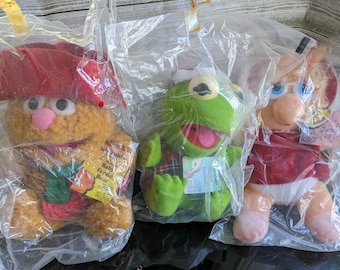 Muppets antiguos de Fozzie Bear, Miss Piggy y Kermit The Frog, peluches de McDonald's de 1987, chuchería de Jim Henson, regalo coleccionable.