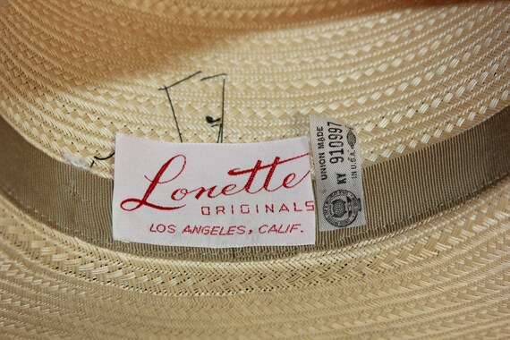 Vintage Loretta Originals Hat Straw Sun Hat W/Bow… - image 2