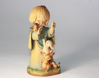 ANRI Ferrandiz Wood Carved Talking to the Animals Figure 6" Figurine Italy - Hand Carved Hand Painted Figurine - Unique Gift for Friend