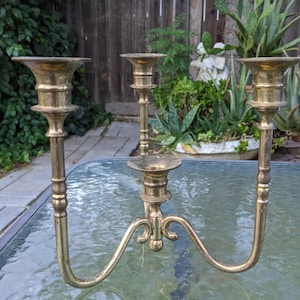 Vtg Teleflora Solid Brass 4 Candle Holder Candelabra Tabletop Advent - Patina oxidized Vtg Candle Stick Holder Decor gift Hollywood regency