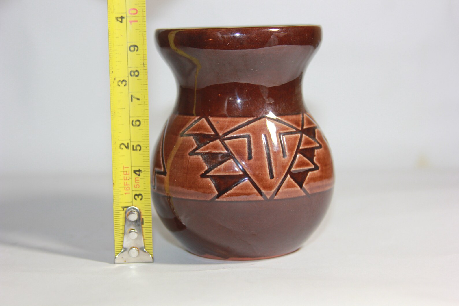 Vintage Native American Sioux Pottery M Black Deer Tail Vase Etsy