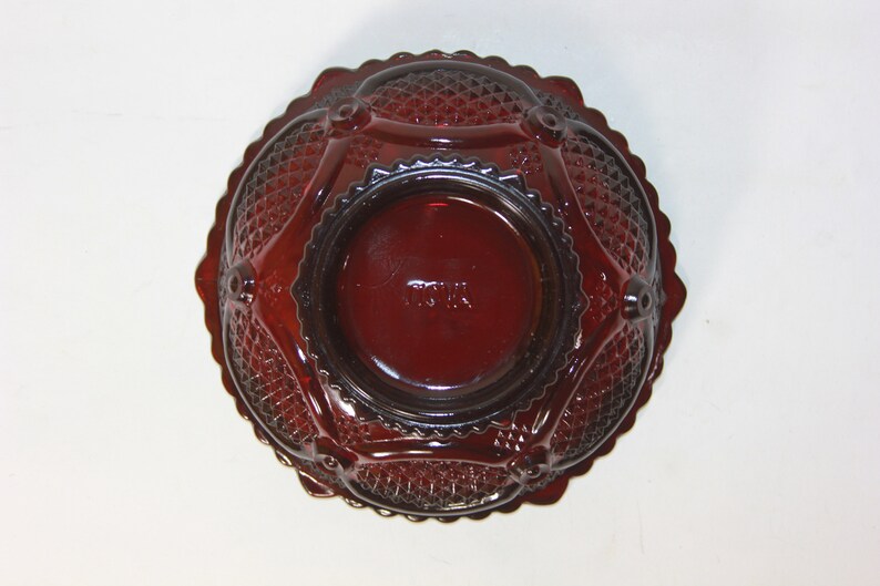 Vintage Avon the 1876 Cape Cod Collection Ruby Red Glass Dessert Bowl ...