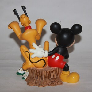 Vtg Disney Mickey Mouse And Pluto Figurine Figure Disney Collectible - Mickey and Pluto on Tree stump - Mickey mouse Collectible knick knack image 5