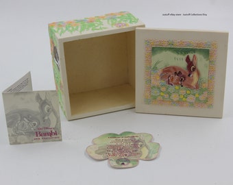 Disney Bambi 60th Anniversary Ceramic Art Potpourri Trinket Watch Box RARE w/COA