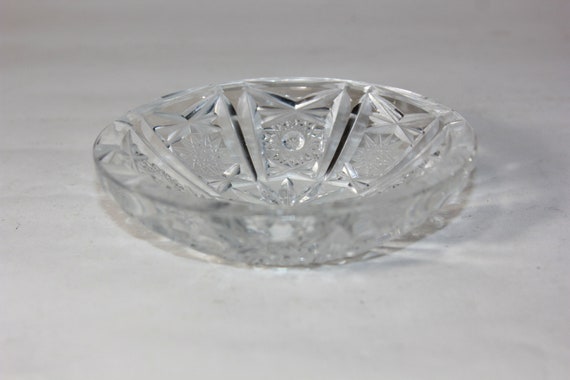 vtg Clear Glass Small dish shallow bowl plate ash… - image 1