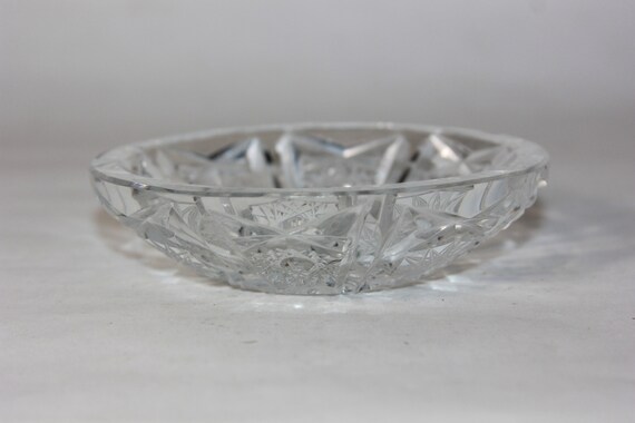 vtg Clear Glass Small dish shallow bowl plate ash… - image 2