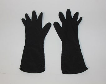 Vintage Womens Black Gloves Evening opera Black Ladies Gloves dress up tea party - Vtg Black Gloves Elegant Tea Party Wedding Vtg accessory