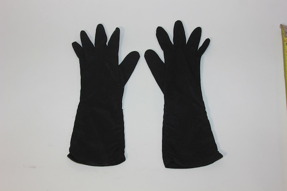 Vintage Womens Black Gloves Evening opera Black Ladies Gloves dress up Tea Party - Vtg Black Gloves Elegant Tea Party Wedding Vtg accessory