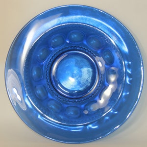 Vtg TIARA Cobalt Blue King&#39;s Crown Imperial Thumbprint Round Serving Platter 13&quot; - Cobalt Blue Dishware Decor Gift - Serving Dish plate