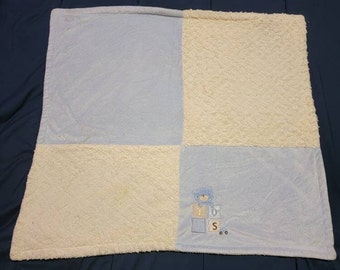 Kyle Deena Bear Blue White Squares Baby Blanket Lovey Security