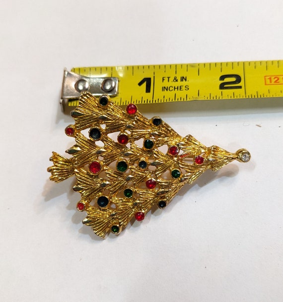Vtg Painted Christmas Tree Pin Brooch Jewelry Chr… - image 2