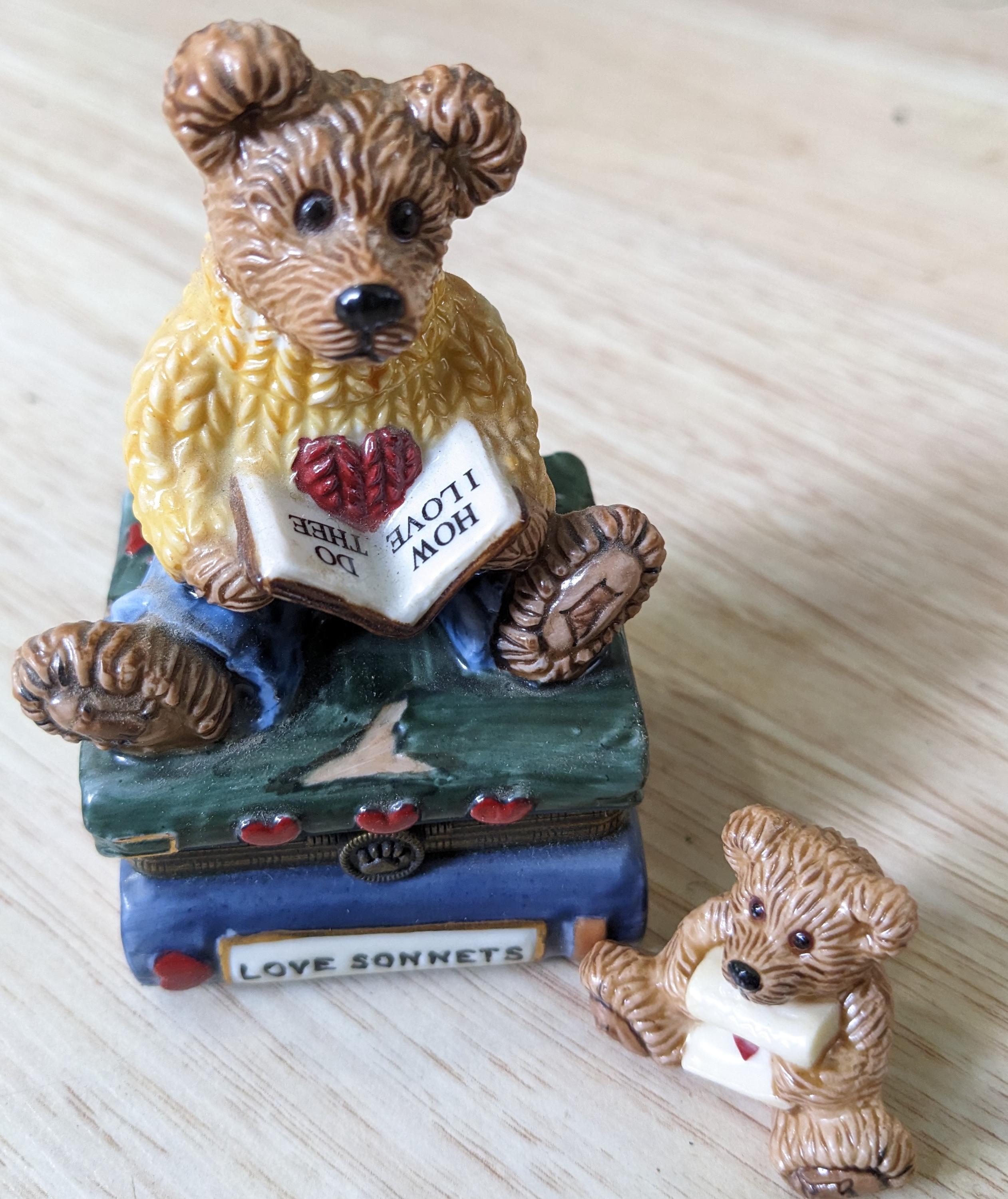 Boyds Bears Bearware Pottery Trinket Box Love Sonnets Hinged