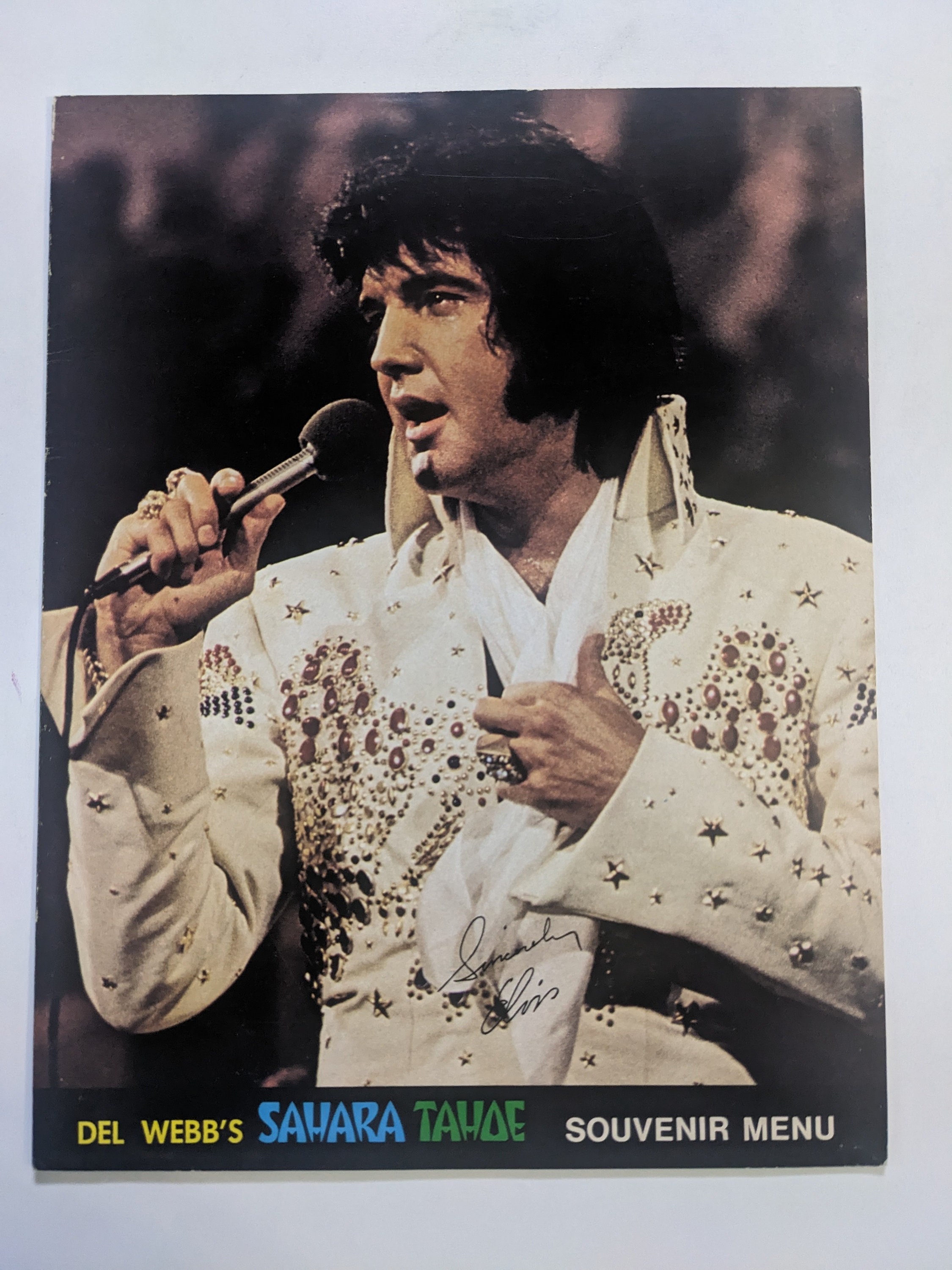 RARE vtg Elvis Presley Souvenir Menu 1970s Vintage Del Webbs 