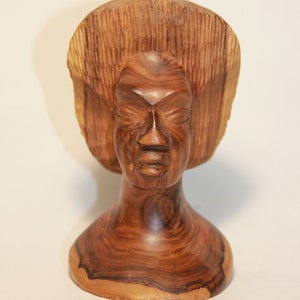 Vintage Wooden Hand Carved Head Figure Of Man - Wood Male Head Figure - Head Wood Carving - Home Decor