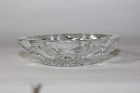 vtg Clear Glass Small dish shallow bowl plate ash… - image 9