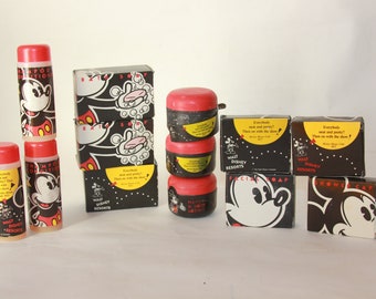 Lot Vtg Walt Disney Resorts Mickey Mouse Club 1955 Soap Cap Shampoo Conditioner Travel kit - Vtg Disney - Mickey Mouse Collectible gift Deco