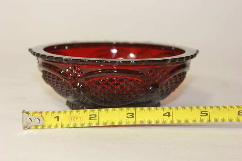 Vintage Avon the 1876 Cape Cod Collection Ruby Red Glass Dessert Bowl ...