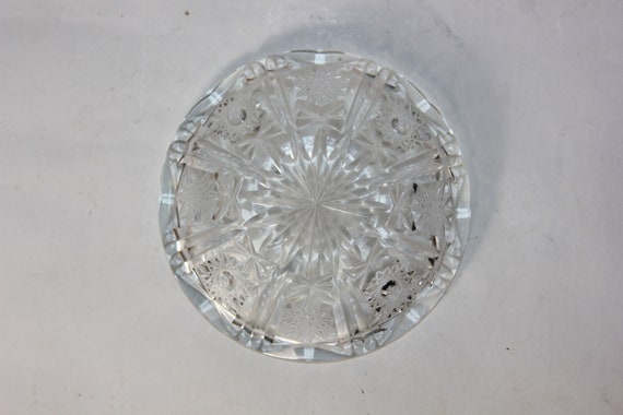 vtg Clear Glass Small dish shallow bowl plate ash… - image 5